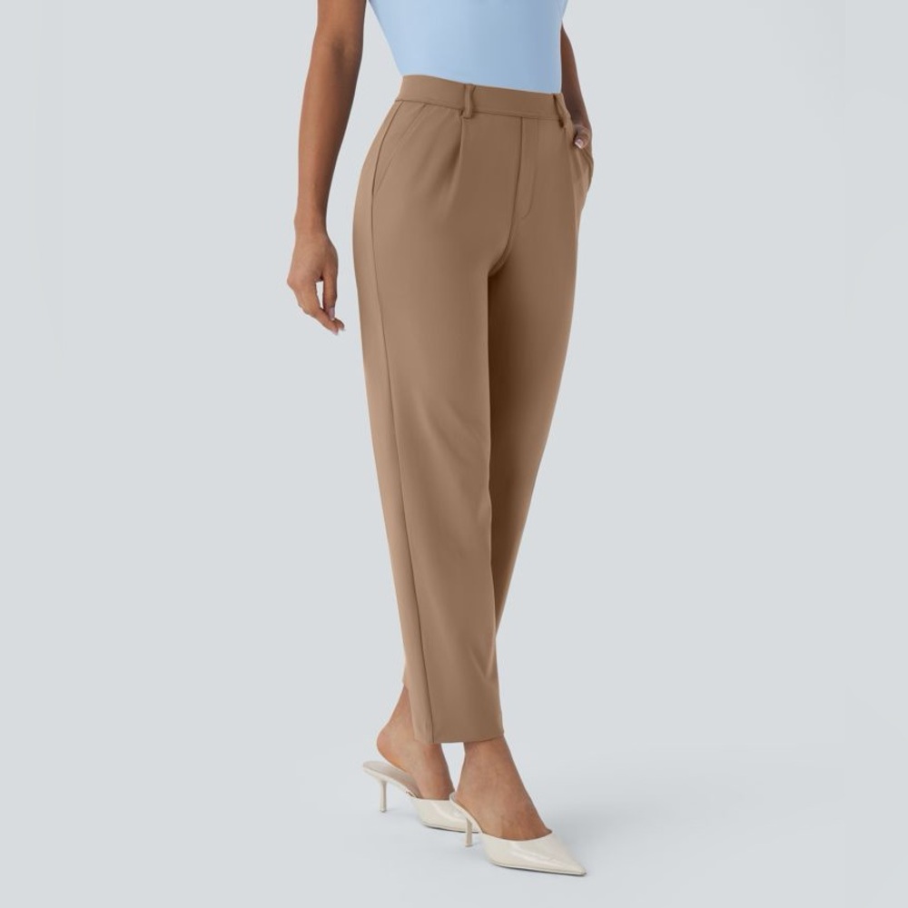 High Waisted Pocket Ankle Length Tapered Work Pants - Picture 8 of 16